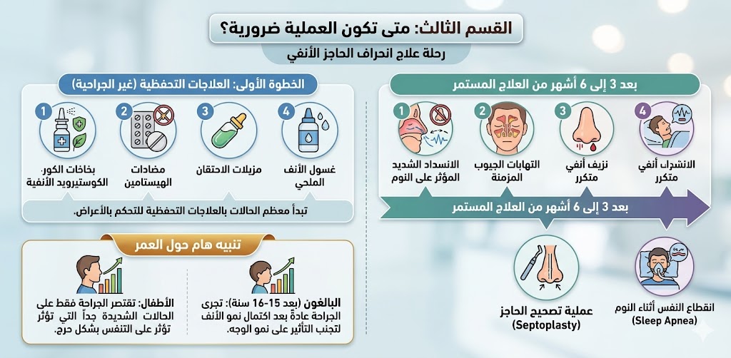 متى تكون عملية تصحيح الحاجز الأنفي ضرورية